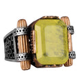 KAMBO Created Yellow Paraiba Stone Ring - Elegant Handmade 925 Sterling Silver Men's Jewelry - Unique Men's Ring