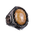 925 Sterling Silver Men's Ring - Yellow Sapphire Stone
