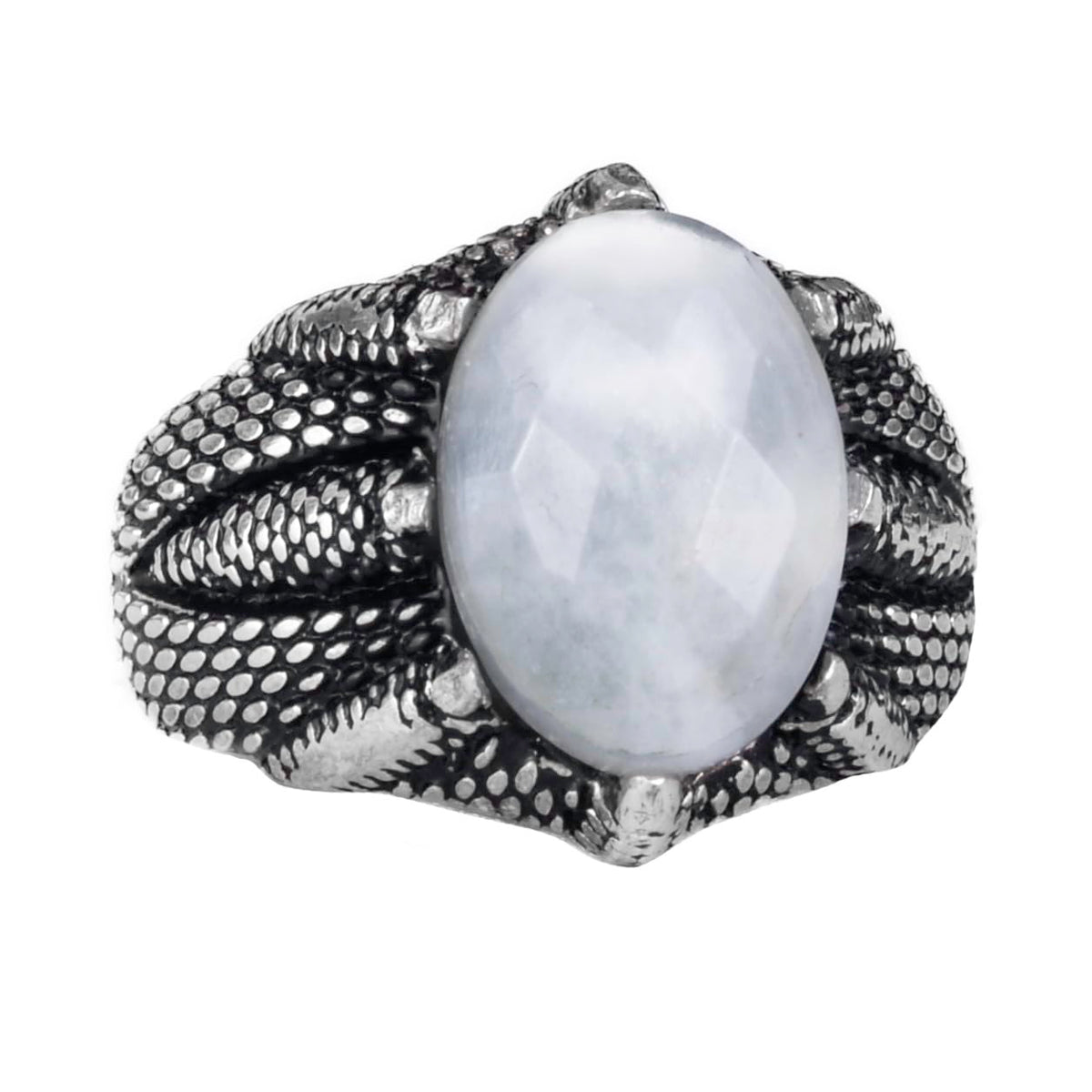 Silver Claw Ring with Natural Aquamarine Stone