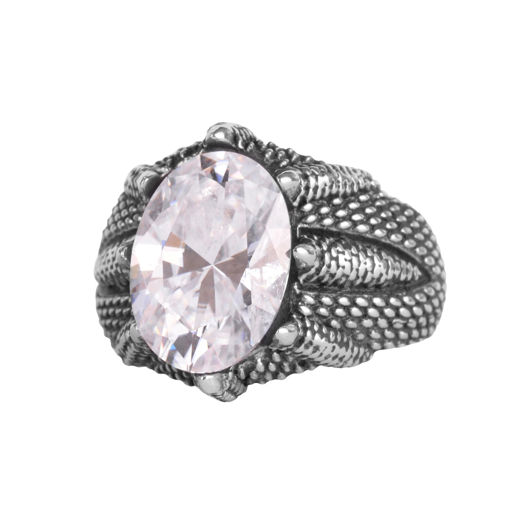 KAMBO Natural Moissanite Stone Men's Ring 925 Sterling Silver – Claw Detailed Designed Oval Cut Statement Ring