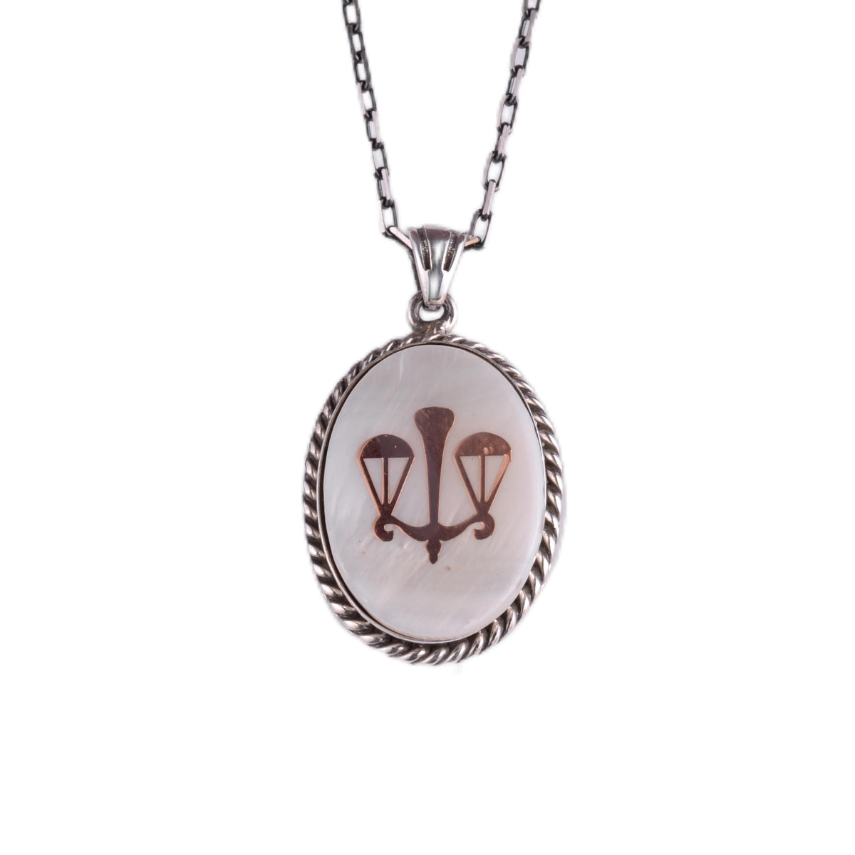 Natural Pearl Symbol Chain Unisex Necklace 925 Sterling Silver – Ottoman Byzantine Symbol Handmade Necklace (Pearl Justice Scale)