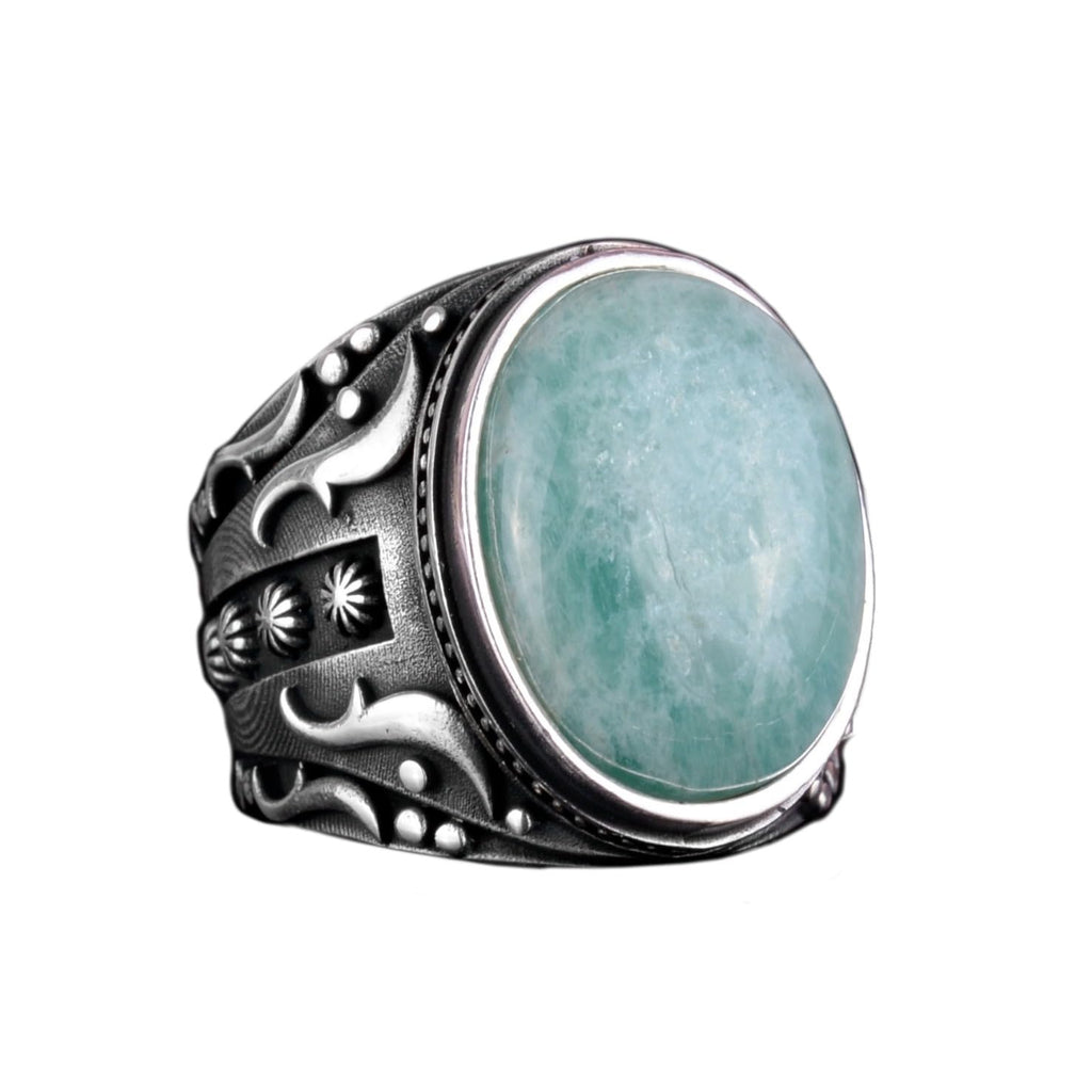 Natural Stone Ring, 925 Sterling Silver Ring, Designer Silver Men's Ring