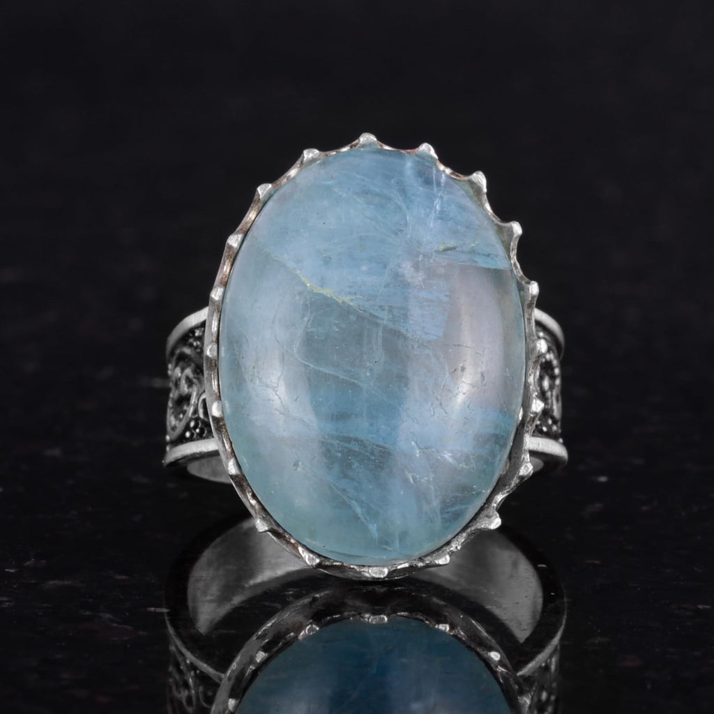 Natural Aquamarine Stone Ring - 925 Sterling Silver Handmade Ring — 4