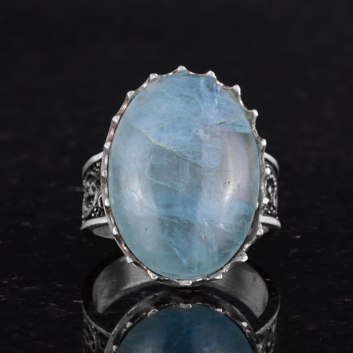 Natural Aquamarine Stone Ring - 925 Sterling Silver Handmade Ring — 4