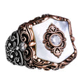 Natural Pearl Stone Ring, Handmade Vintage Design, 925 Sterling Silver Men's Ring