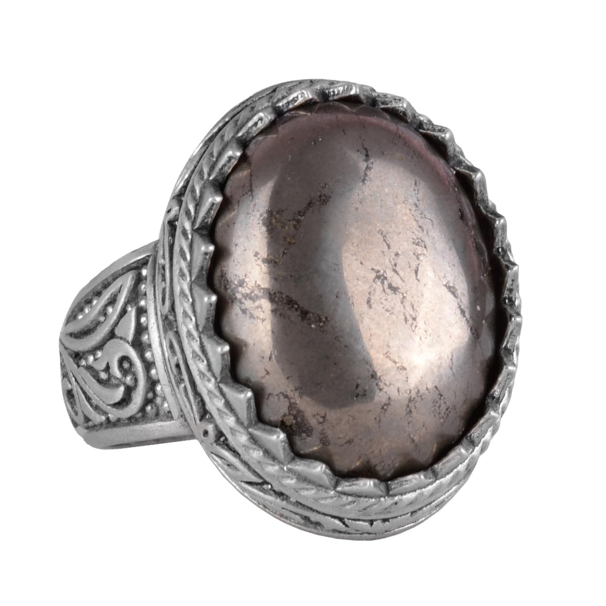 Handmade Pyrite Natural Stone Ring - 925 Sterling Silver Men's Ring