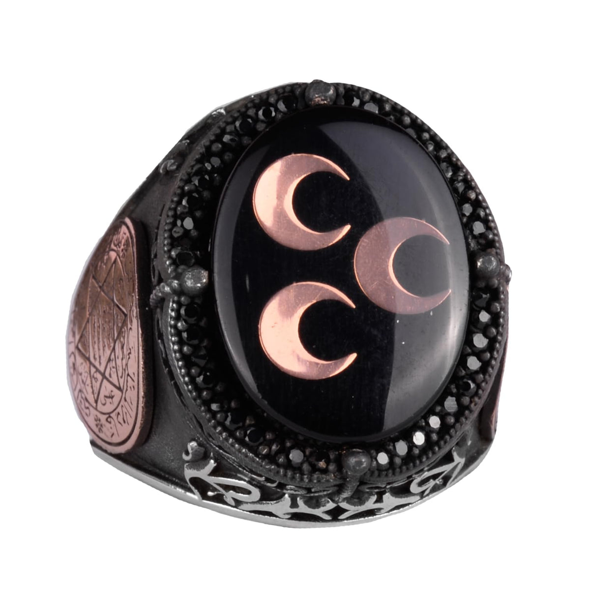 925 Sterling Silver Handmade Men's Ring - Triple Crescent Ring