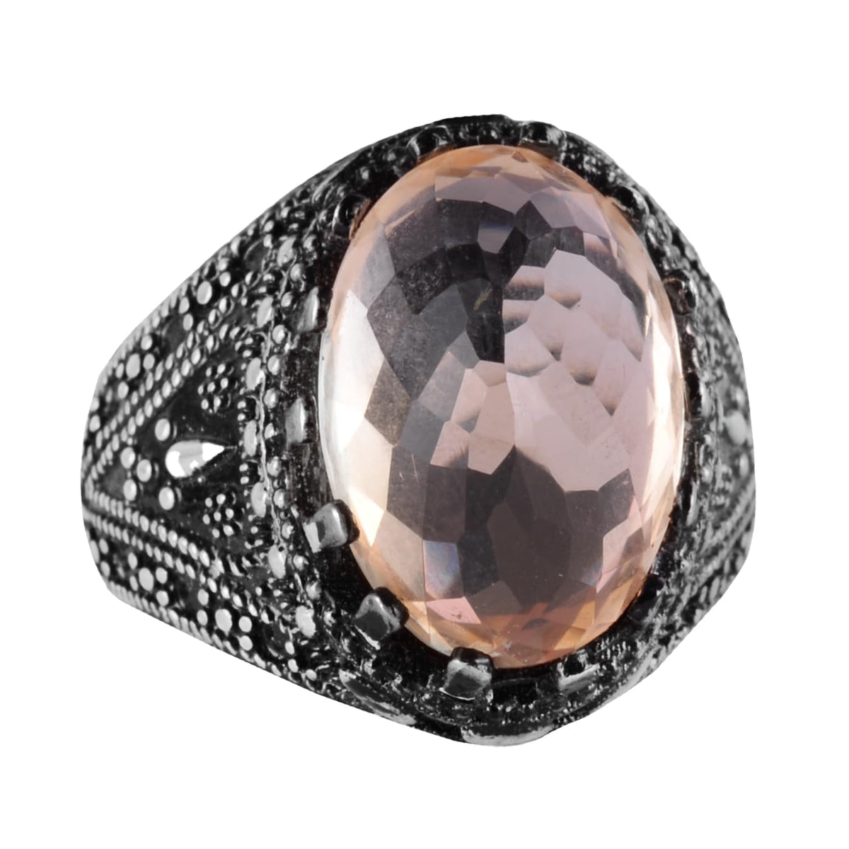 KAMBO Natural Citrine Gemstone Ring - 925 Sterling Silver Vintage Design