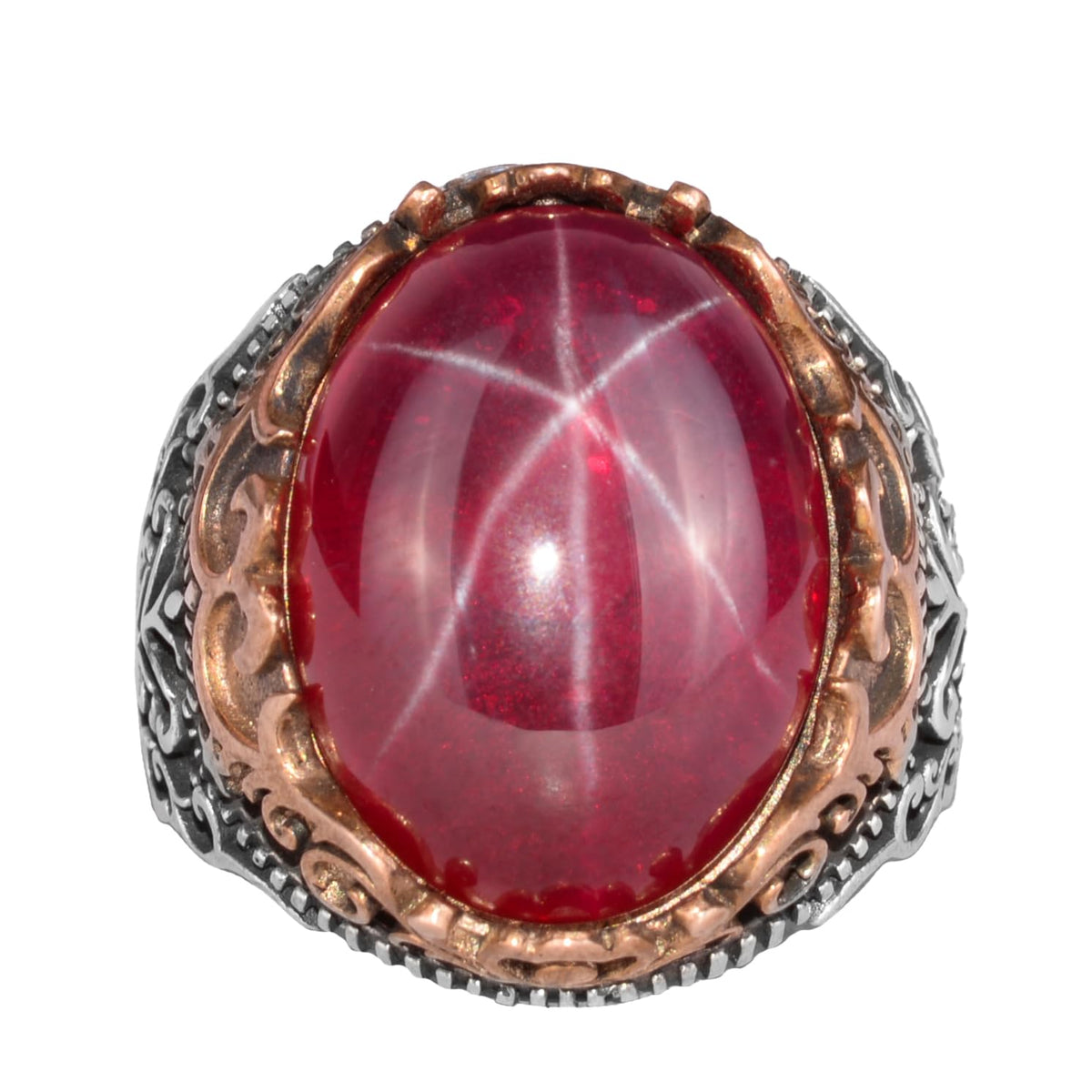 Natural Stone Handcrafted Ring - 925 Sterling Silver Ring (Star Ruby)