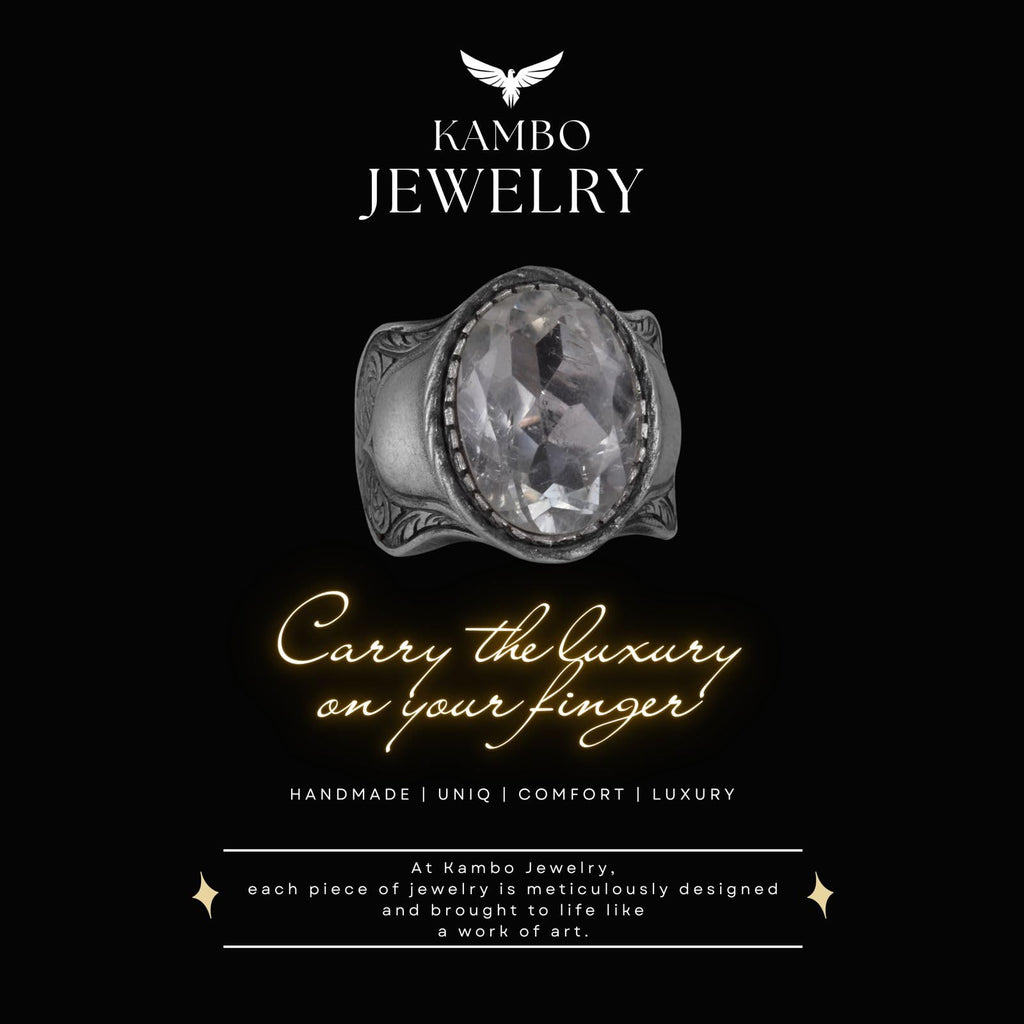 Natural Stone Ring, 925 Sterling Silver Ring, (Green Amethyst) — 6