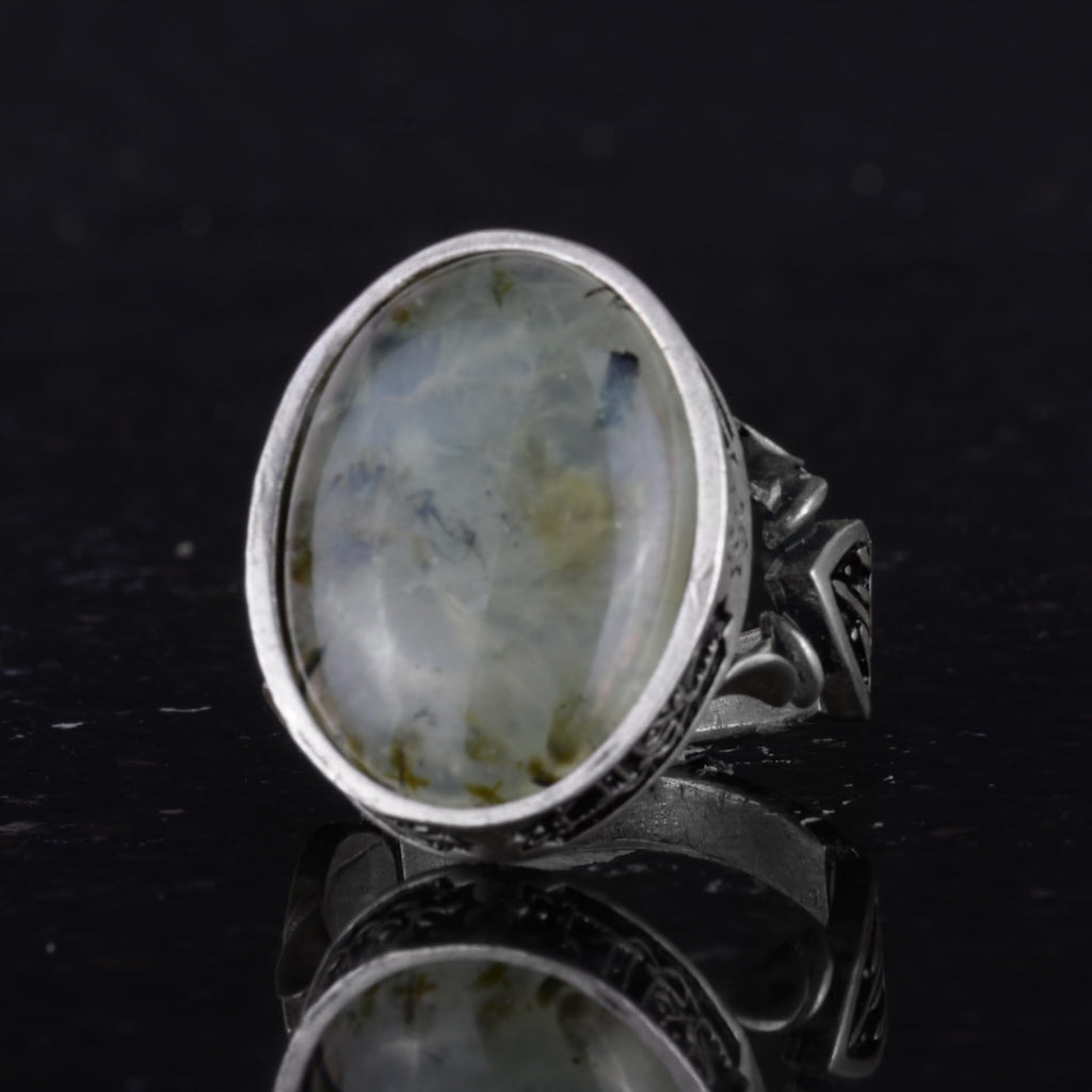 Real Natural Prehnite Stone Ring - Handmade 925 Sterling Silver - Symbol of Wisdom, Protection, and Spirituality — 5