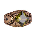 KAMBO Handmade Modern Men's Ring with Created Peridot Gemstone, Gold Plated 925 Sterling Silver, Elegant Statement Jewel