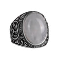 Natural Cabochon Aquamarine Stone Ring - KAMBO 925 Sterling Silver Men's Ring