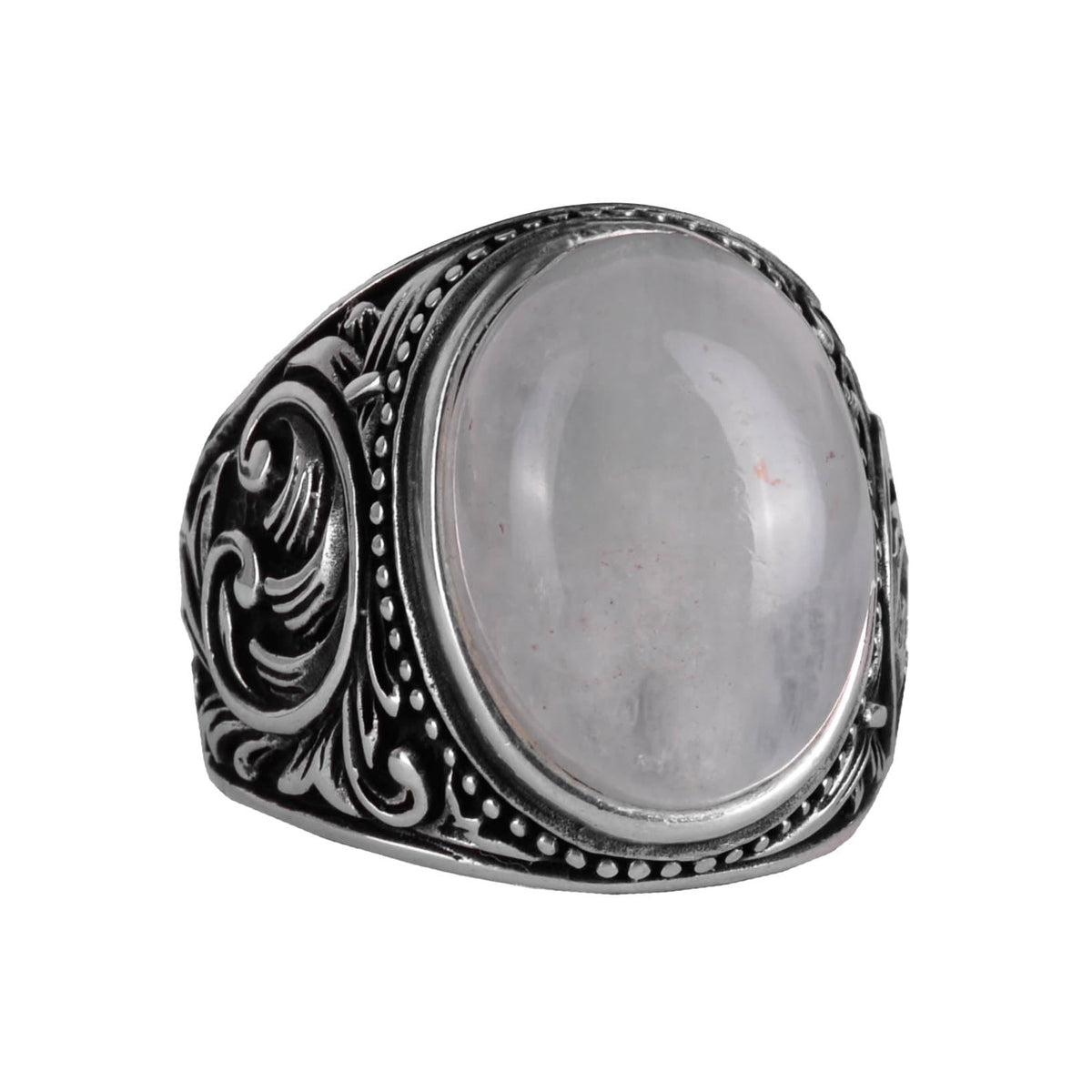 Natural Cabochon Aquamarine Stone Ring - KAMBO 925 Sterling Silver Men's Ring
