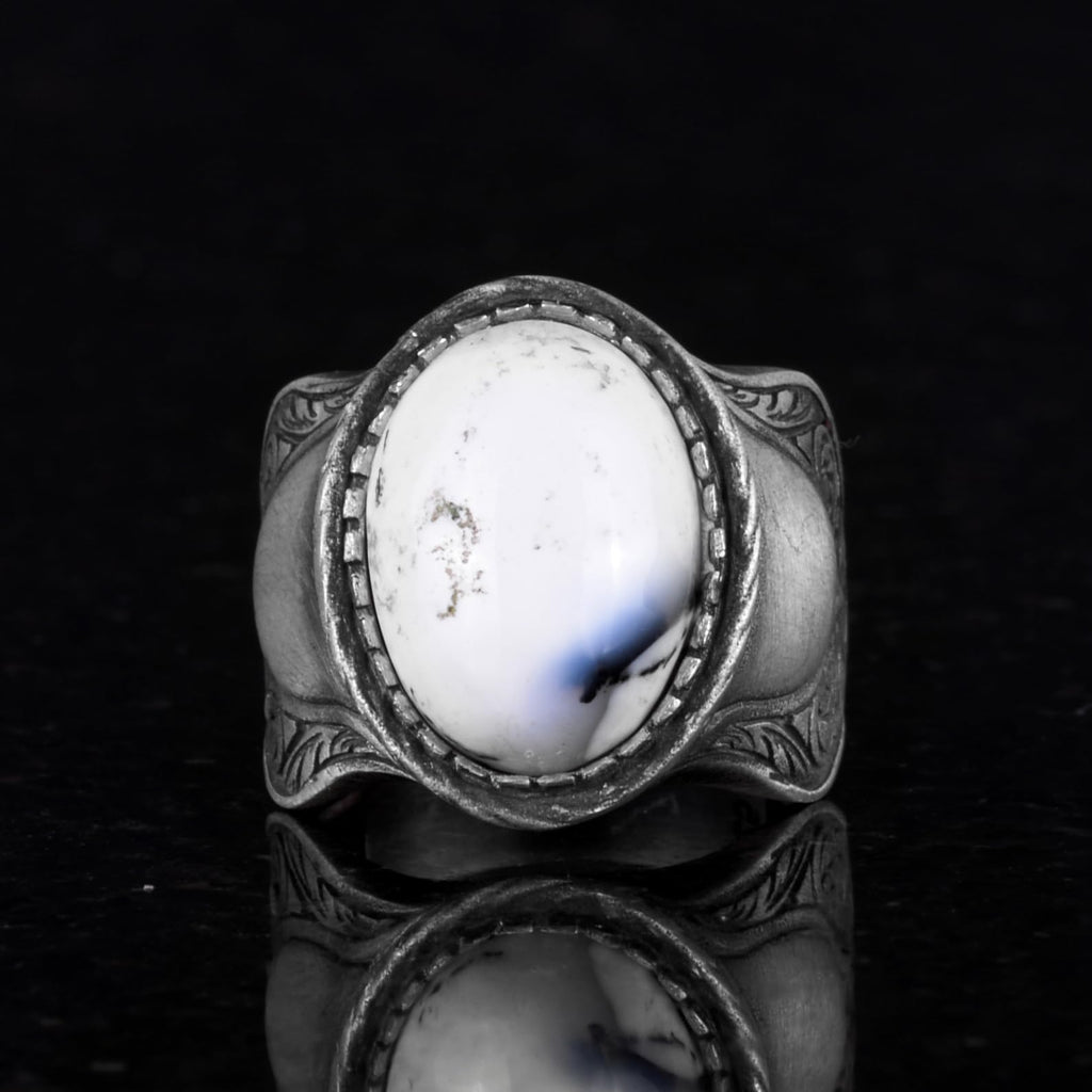 Dendrite Agate Men's Ring, 925 Sterling Silver Ring — 3