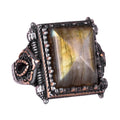 Kambo Natural Gemstone Ring - 925 Sterling Solid Silver Men's Ring with Labradorite