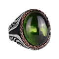925 Sterling Silver Ring - Synthetic Stone Silver Ring - Handmade Ring (Synthetic Peridot)