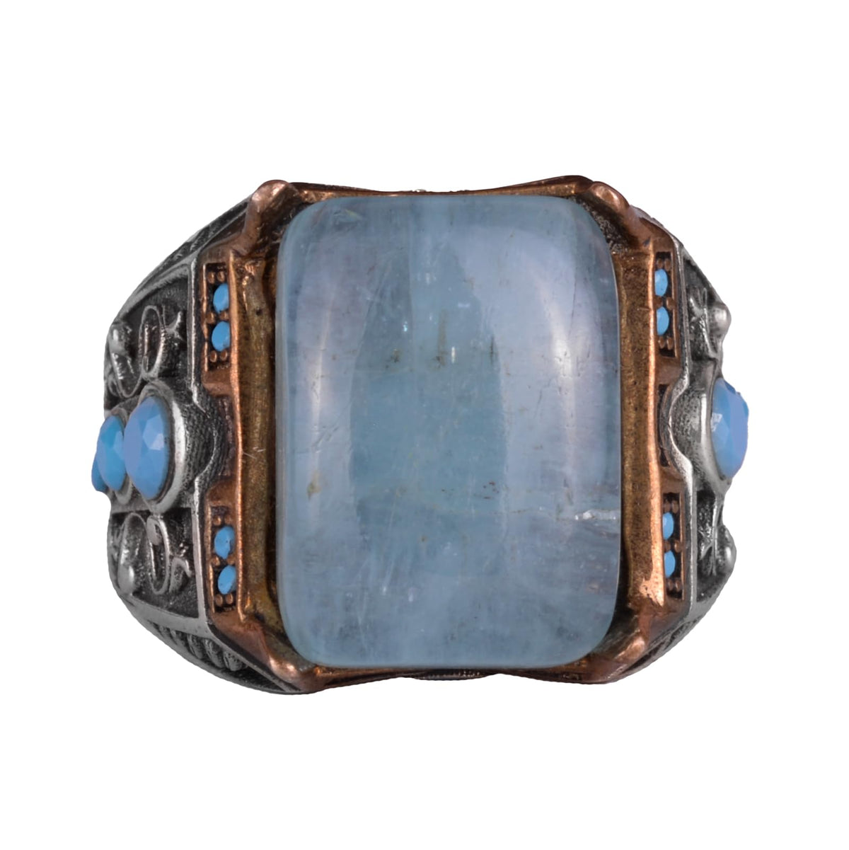 Natural Aquamarine Stone Ring - 925 Sterling Silver Ring