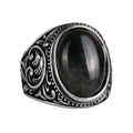 Natural Moss Agate Stone Ring, 925 Sterling Silver Men's Ring