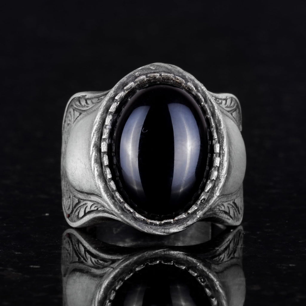 KAMBO Natural Gemstone Ring for Men, 925 Solid Sterling Silver, Unique Design, Size Available