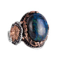 Silver Lion Ring, Handmade Azurite Stone Ring