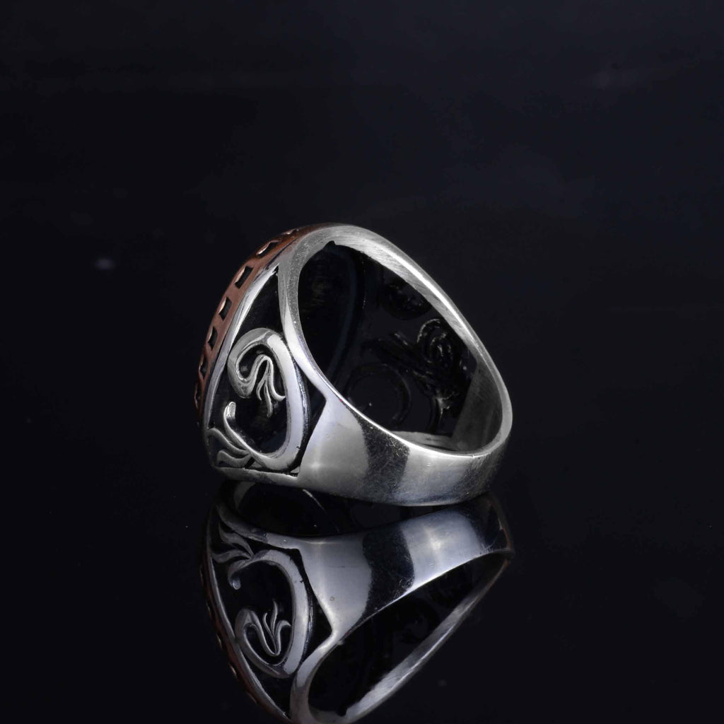 Silver Men's Ring - Double-Headed Eagle Byzantine Ring — 7