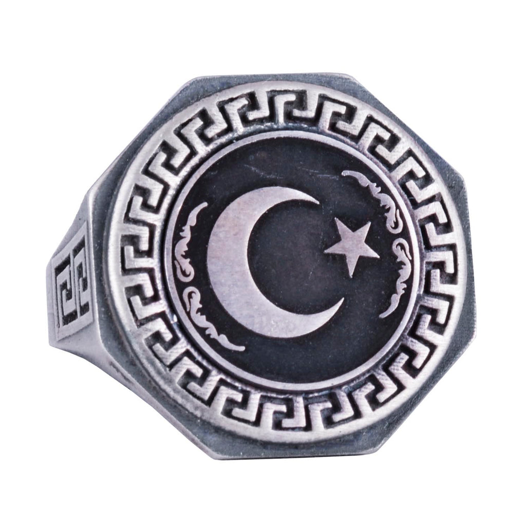 925 Sterling Silver Ring - Greek Pattern Men's Ring - Handcrafted Ring