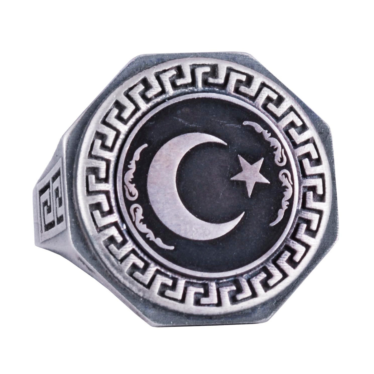 925 Sterling Silver Ring - Greek Pattern Men's Ring - Handcrafted Ring