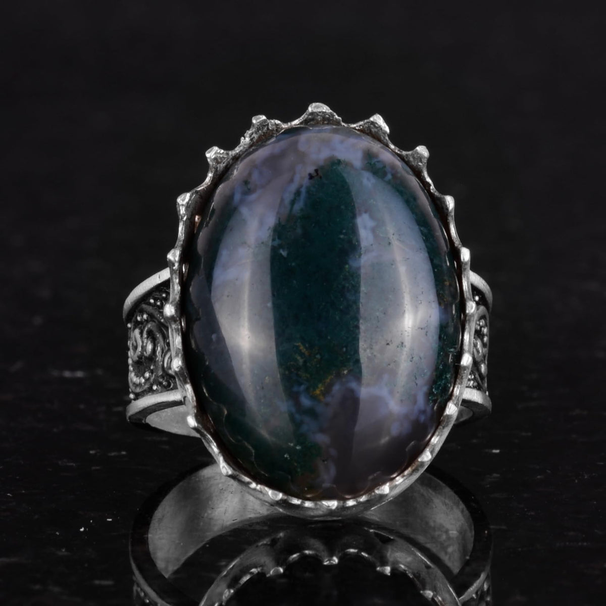 Natural Moss Agate Stone Ring - 925 Sterling Silver Handmade Ring — 4