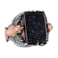 Handmade 925 Sterling Silver Men's Ring - Magnificent Eagle Design, Sunstone