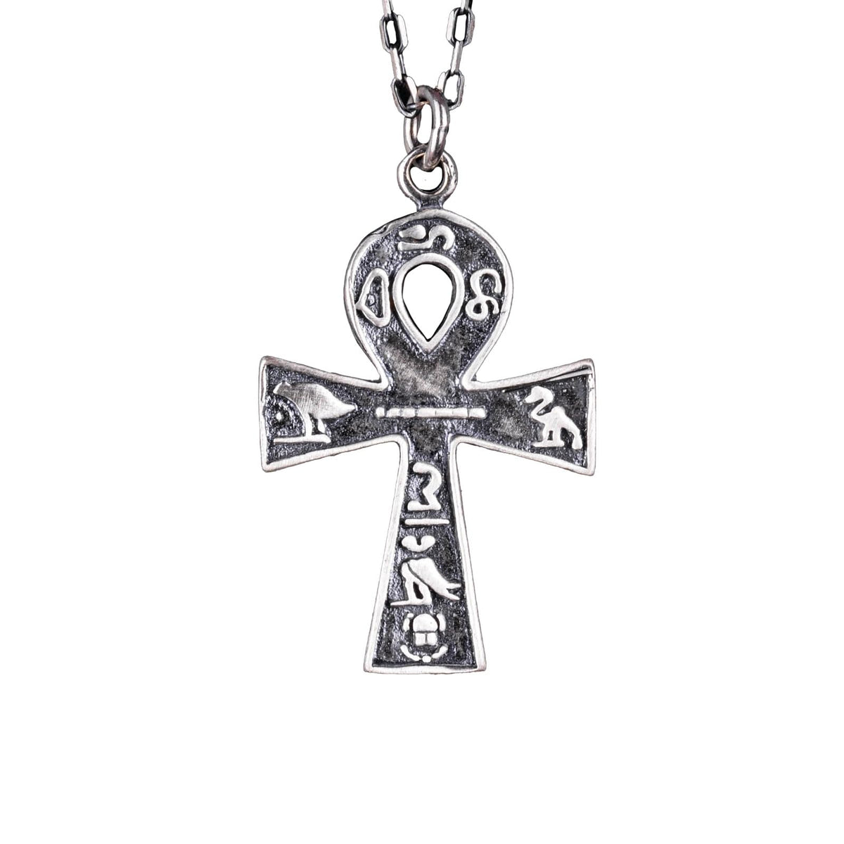 925 Sterling Silver Ankh Cross Necklace - Ancient Egyptian Hieroglyphic, Symbol of Eternal Life