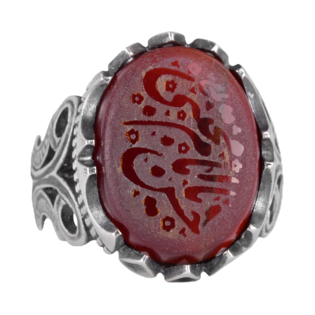 925 Sterling Silver Ring, Islamic Ring, Men's Ring, Natural Agate Stone