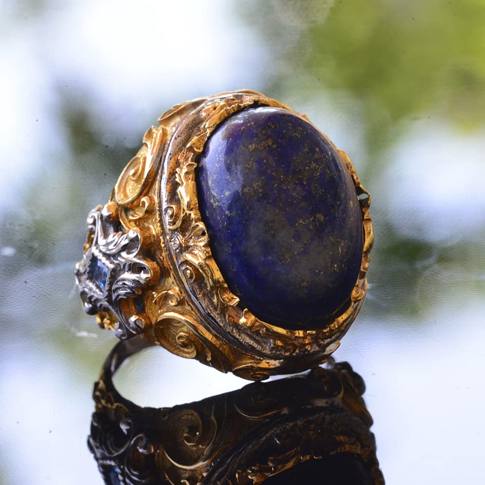 Natural Blue Sapphire Ring, Silver Blue Sapphire Ring, 925 Sterling Silver Ring, Large Ring — 3