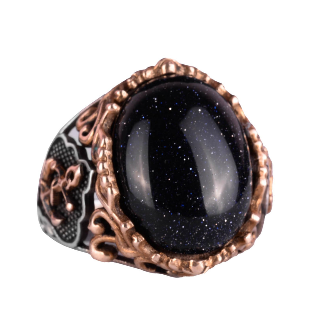 KAMBO 925 Sterling Silver Synthetic Stone Ring, Blue Sunstone Ring, Sailor Anchor Silver Ring – Various Collection