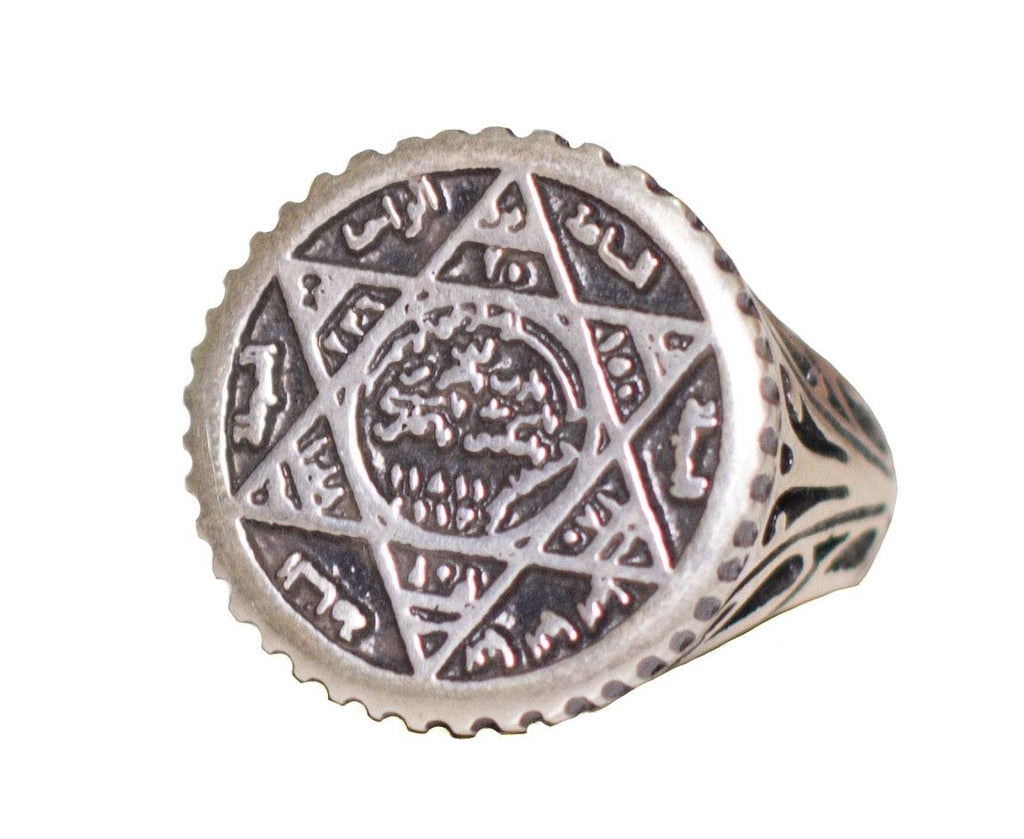 KAMBO 925 Sterling Silver Men's Ring, Seal Of Solomon Ring
