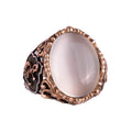 KAMBO White Catseye Created Stone Ring in 925 Sterling Silver - Unique Sailor Anchor Design - Diverse Collection of Crea