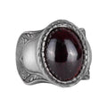 Natural Stone Ring, 925 Sterling Silver Ring, Cabochon Garnet