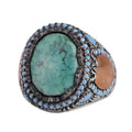 KAMBO Genuine Natural Arizona Turquoise Stone – 925 Sterling Silver Statement Ring – Handmade Men's Jewelry (Style-13)