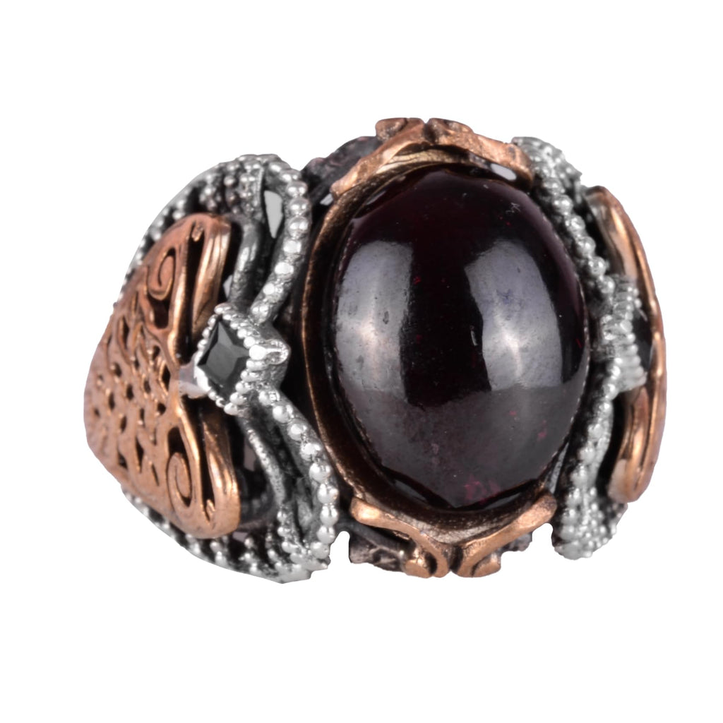 Natural Garnet Stone Ring, 925 Sterling Silver (Model-2)
