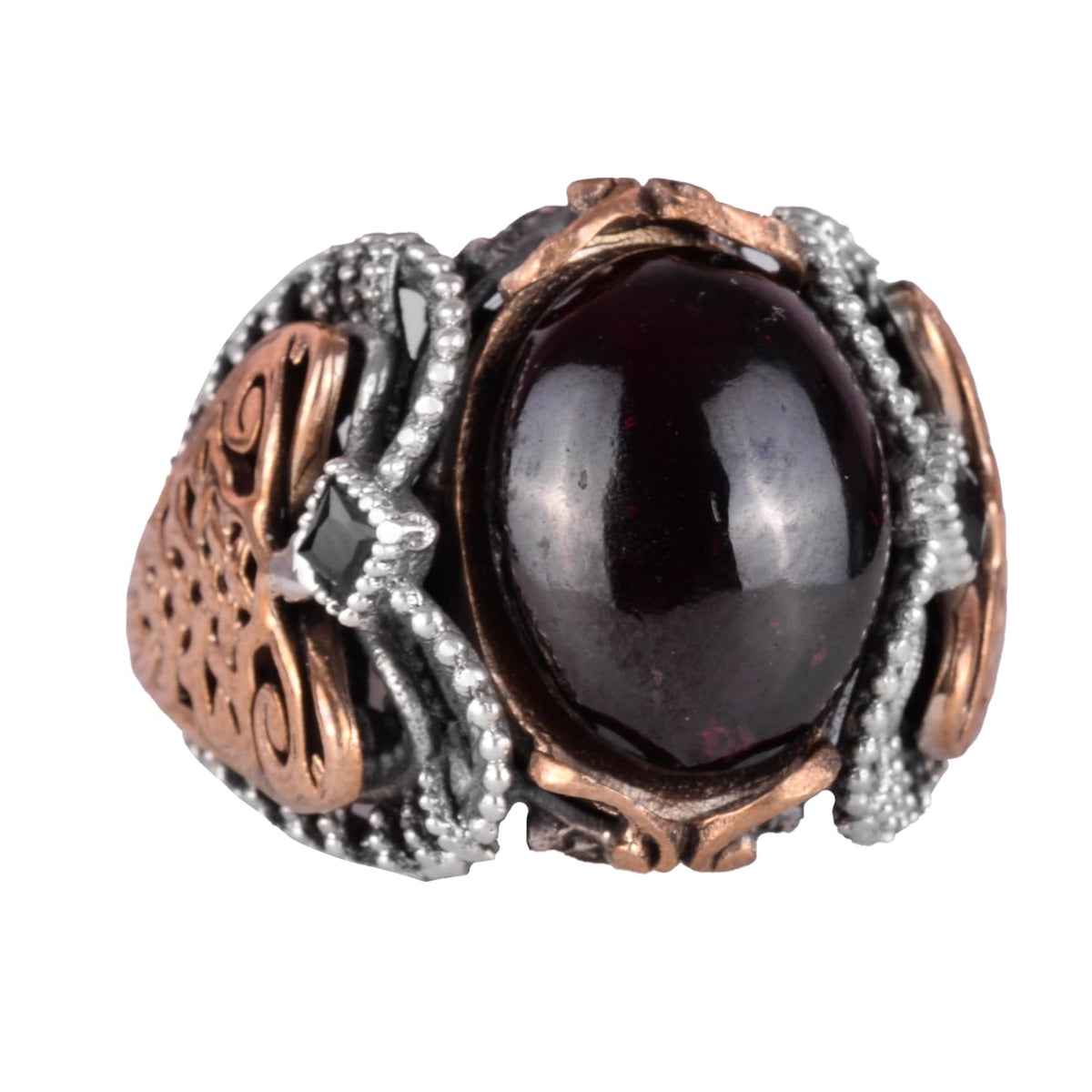 Natural Garnet Stone Ring, 925 Sterling Silver (Model-2)