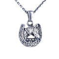 925 Sterling Silver Horseshoe and Horse Head Pendant - Handmade Symbol of Luck and Strength