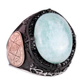 Natural Cabochon Amazonite Stone Ring - 925 Sterling Silver Men's Ring