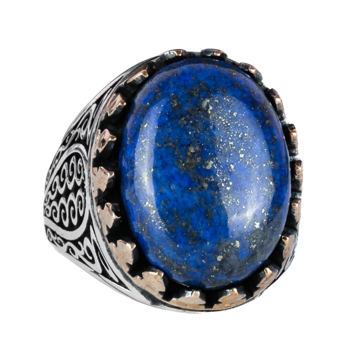 925 Sterling Silver Men's Ring - Lapis Lazuli Stone