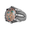 KAMBO Natural Turquoise Men's Ring 925 Sterling Silver – Oval Stone Claw Statement Men's Ring (Turquoise-4)
