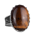 Natural Stone Ring - 925 Sterling Silver Big Ring