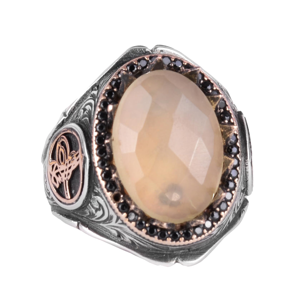925 Sterling Silver Men's Ring - Handmade Elegance with Natural Lemon Topaz Stone