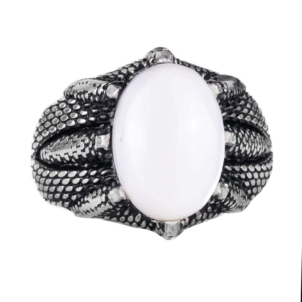 925 Sterling Silver Claw Ring with Natural Mother of Pearl Stone