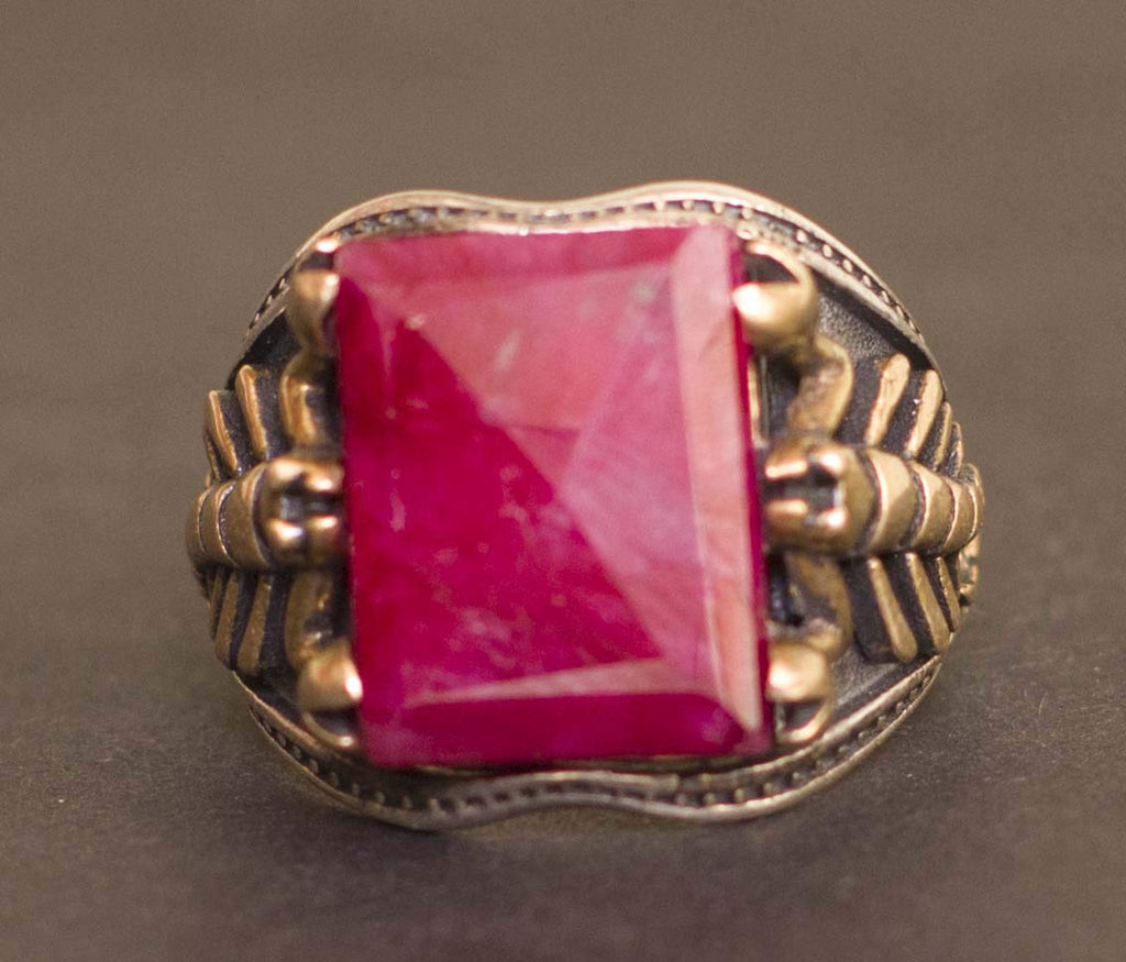 KAMBO 925 Sterling Silver Men's Ring - Natural Ruby Gemstone Scorpion Design — 3