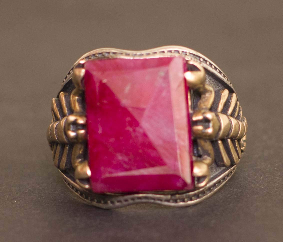 KAMBO 925 Sterling Silver Men's Ring - Natural Ruby Gemstone Scorpion Design — 3
