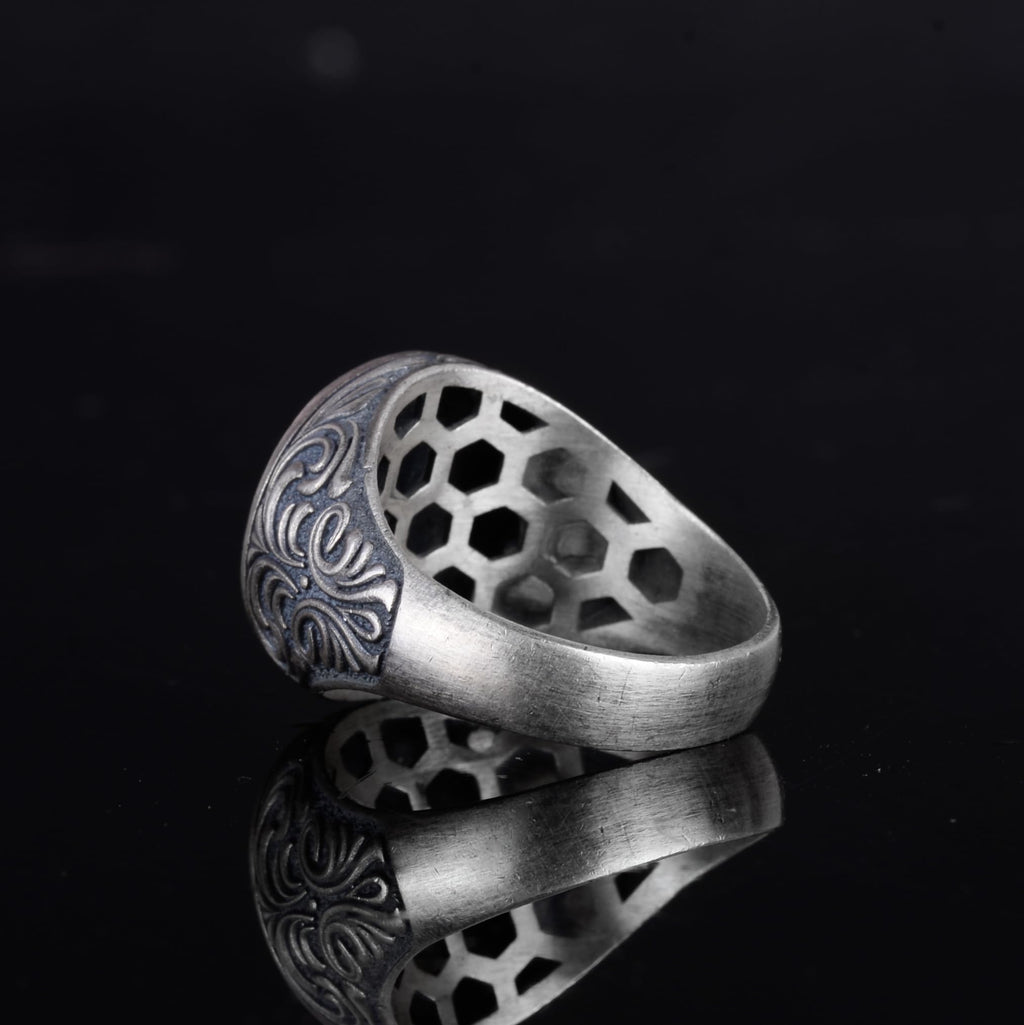 KAMBO 925 Sterling Silver Men's Tree of Life Ring – Symbol of Wisdom and Strength – Handmade Vintage Spiritual Jewelry (Silver) — 7